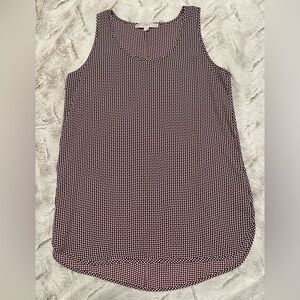 LOFT Maroon Red and White Patterned Tank Top